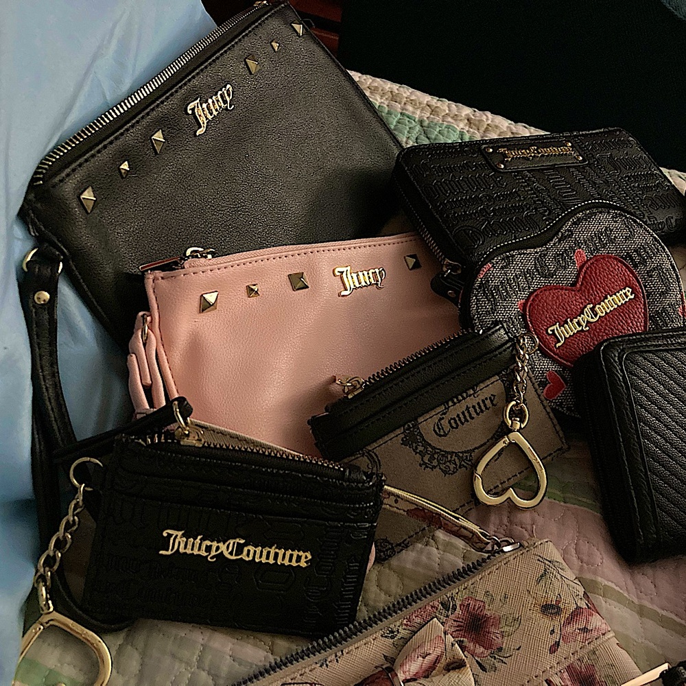 Wallets, coin pouches and wristlets